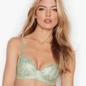 Victoria's Secret Mint Green Bra with Silver Floral Lace Overlay (NWT)